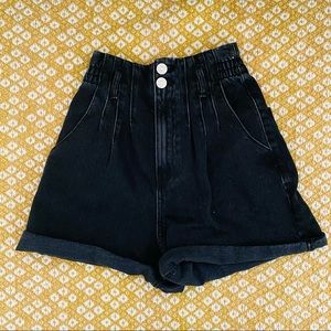 Zara Paperbag Waist Denim Shorts